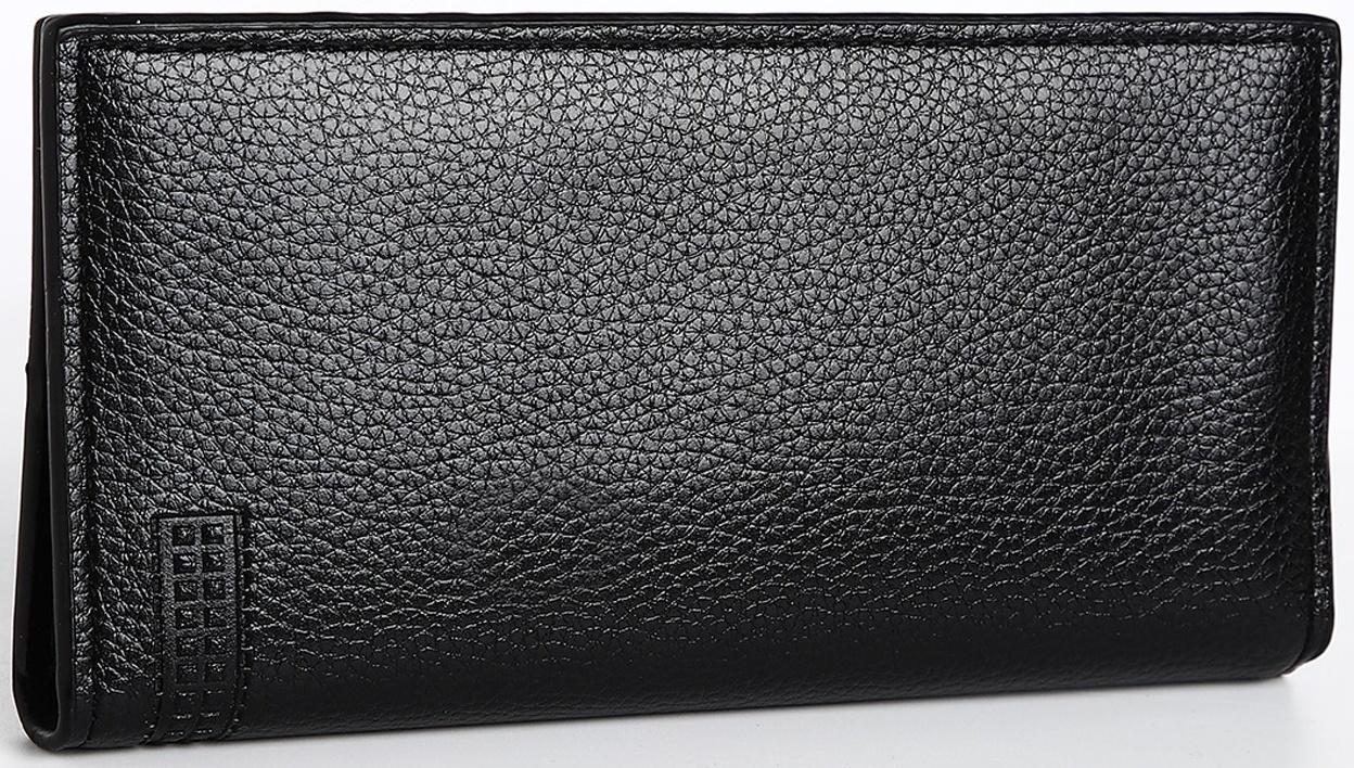 Портмоне мужское без застежки, отдел для купюр, для карт, для монет, цвет чёрный