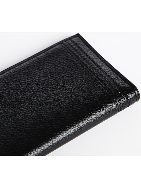 Портмоне мужское без застежки, отдел для купюр, для карт, для монет, цвет чёрный