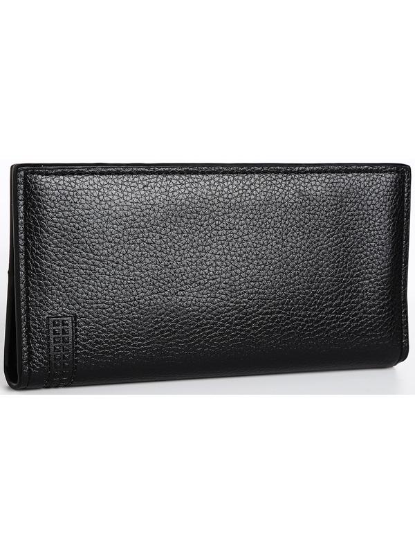 Портмоне мужское без застежки, отдел для купюр, для карт, для монет, цвет чёрный