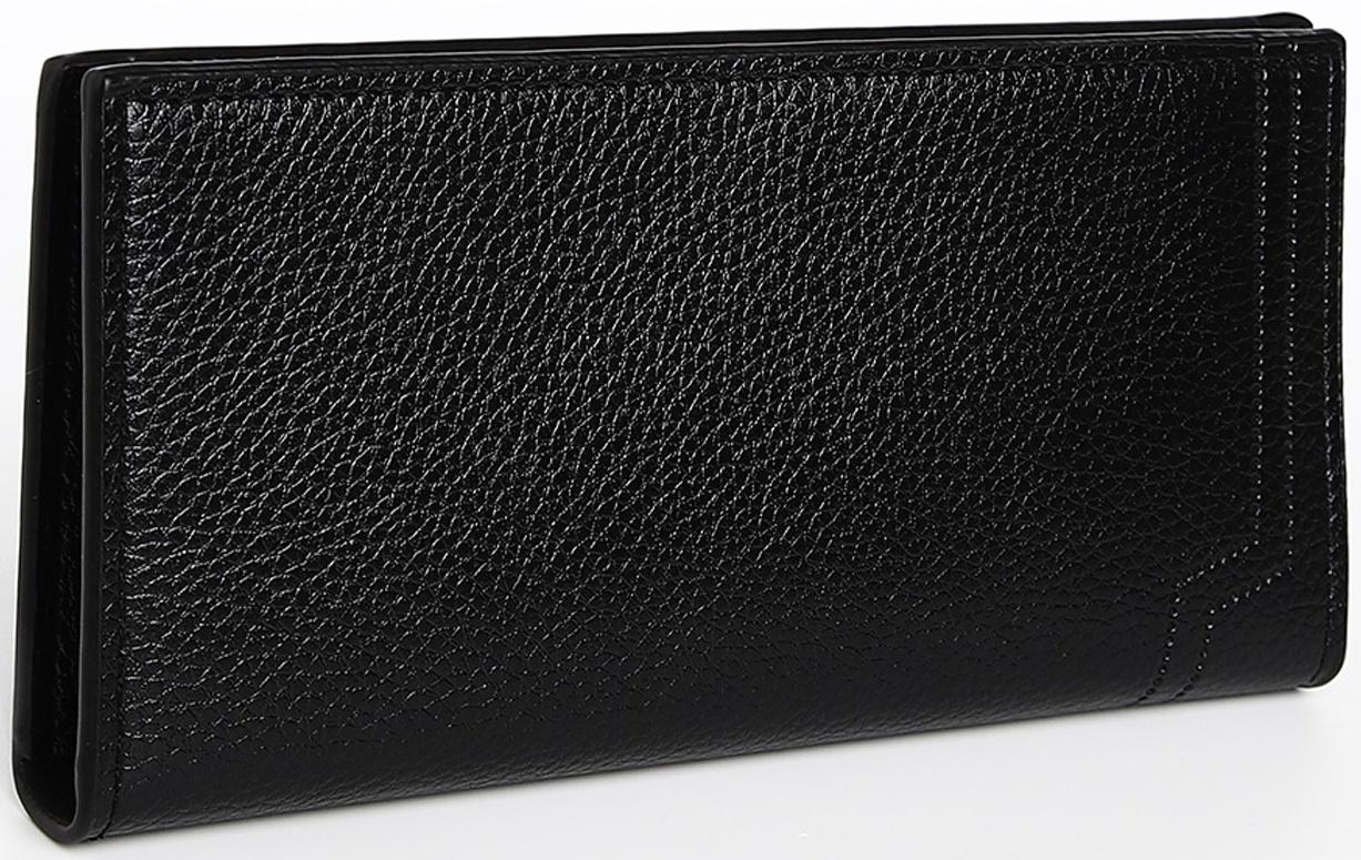 Портмоне мужское без застежки, отдел для купюр, для карт, для монет, цвет чёрный