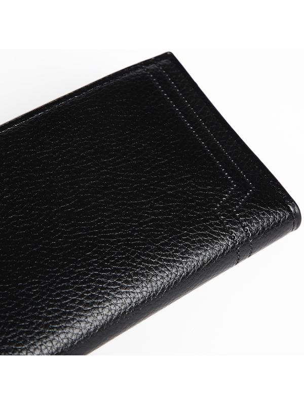 Портмоне мужское без застежки, отдел для купюр, для карт, для монет, цвет чёрный