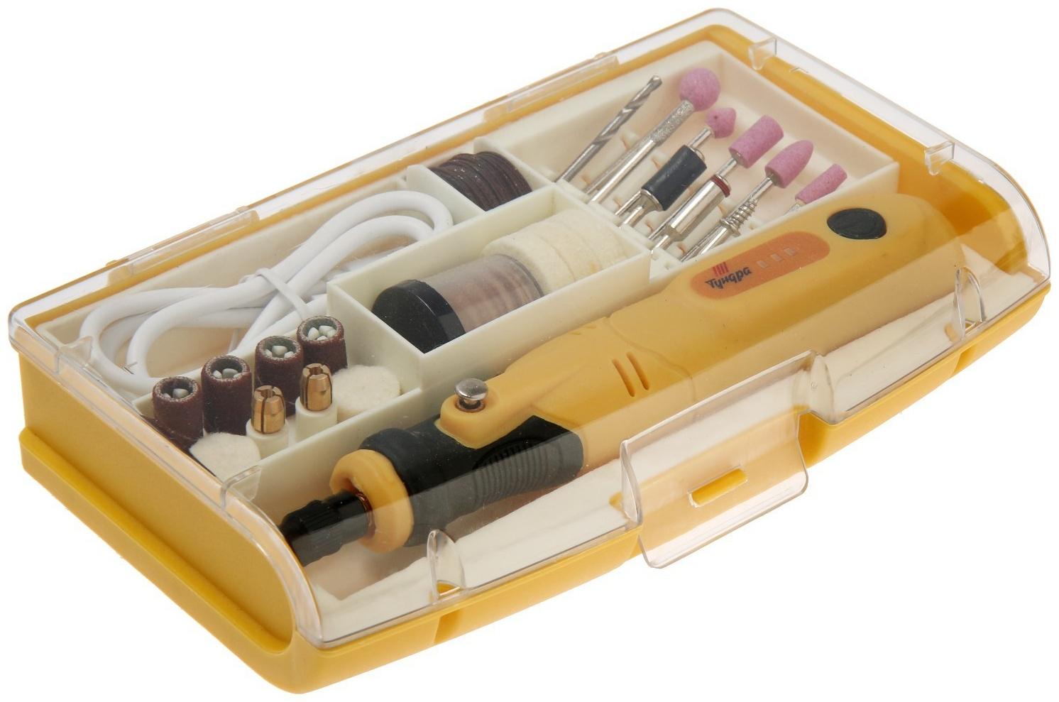 Гравер аккумуляторный ТУНДРА, 12 В, 0.7 Ач, micro-USB, 5000-15000 об/мин, 3 ск., 76 пр.