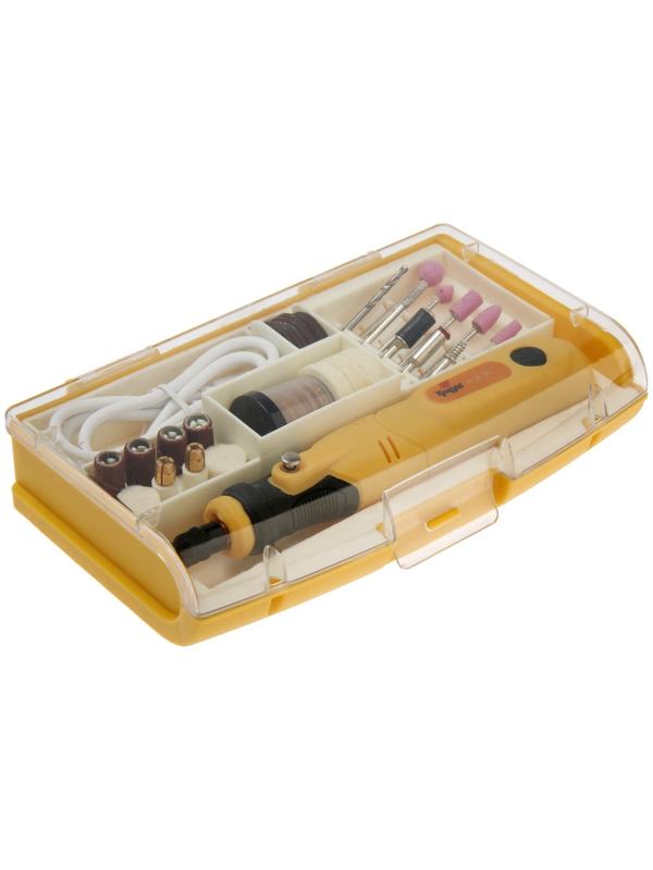 Гравер аккумуляторный ТУНДРА, 12 В, 0.7 Ач, micro-USB, 5000-15000 об/мин, 3 ск., 76 пр.