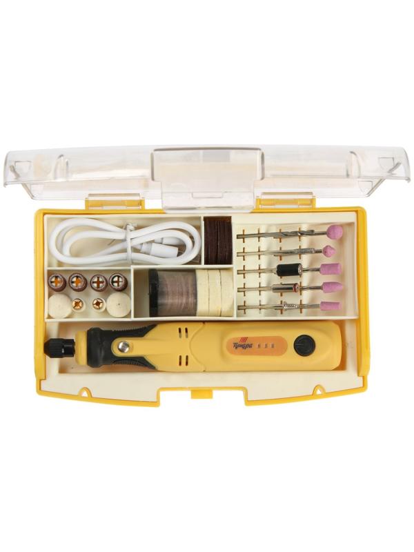 Гравер аккумуляторный ТУНДРА, 12 В, 0.7 Ач, micro-USB, 5000-15000 об/мин, 3 ск., 76 пр.