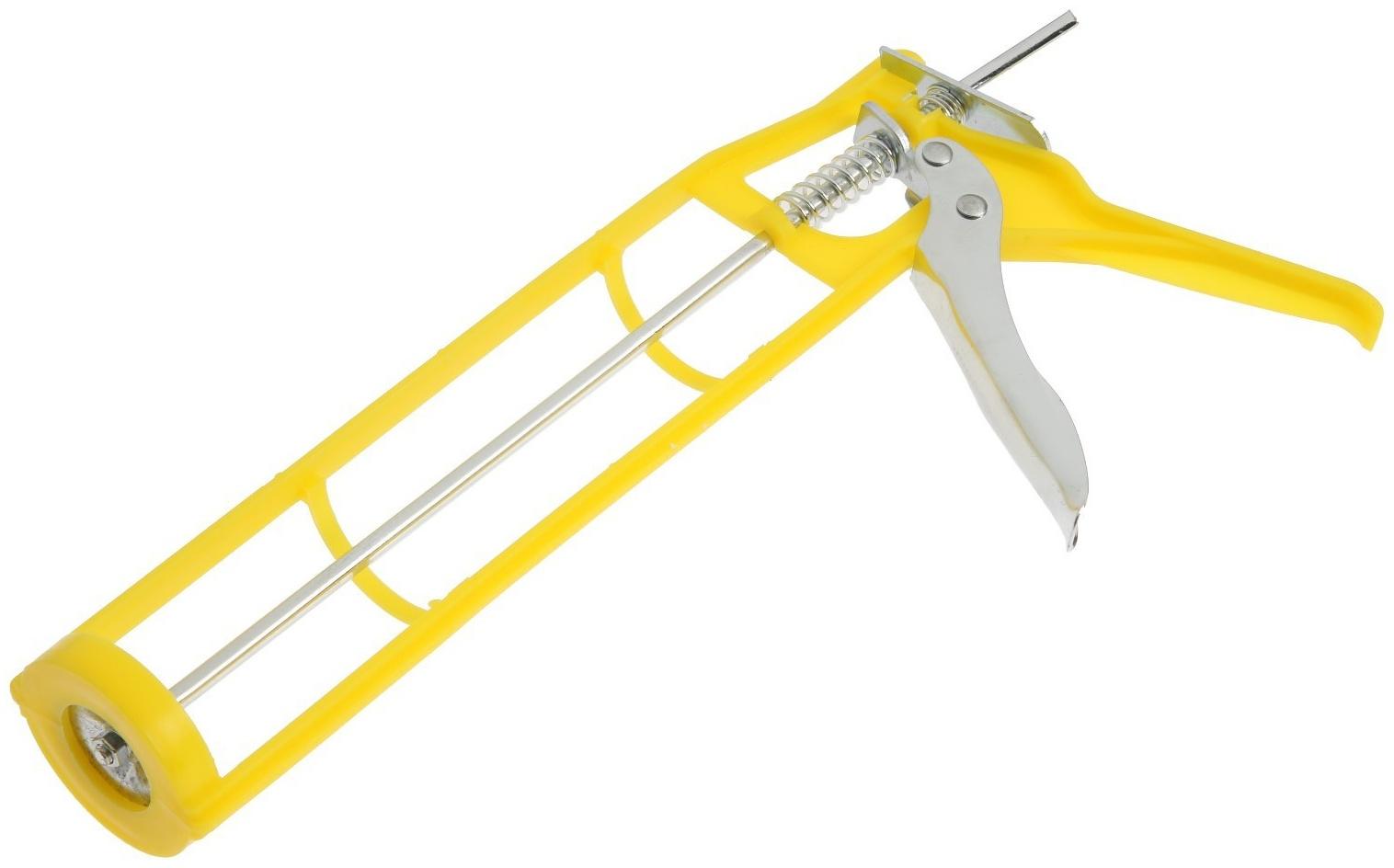 Пистолет для герметика ТУНДРА, пластиковый скелетный корпус, круглый шток, 225 мм