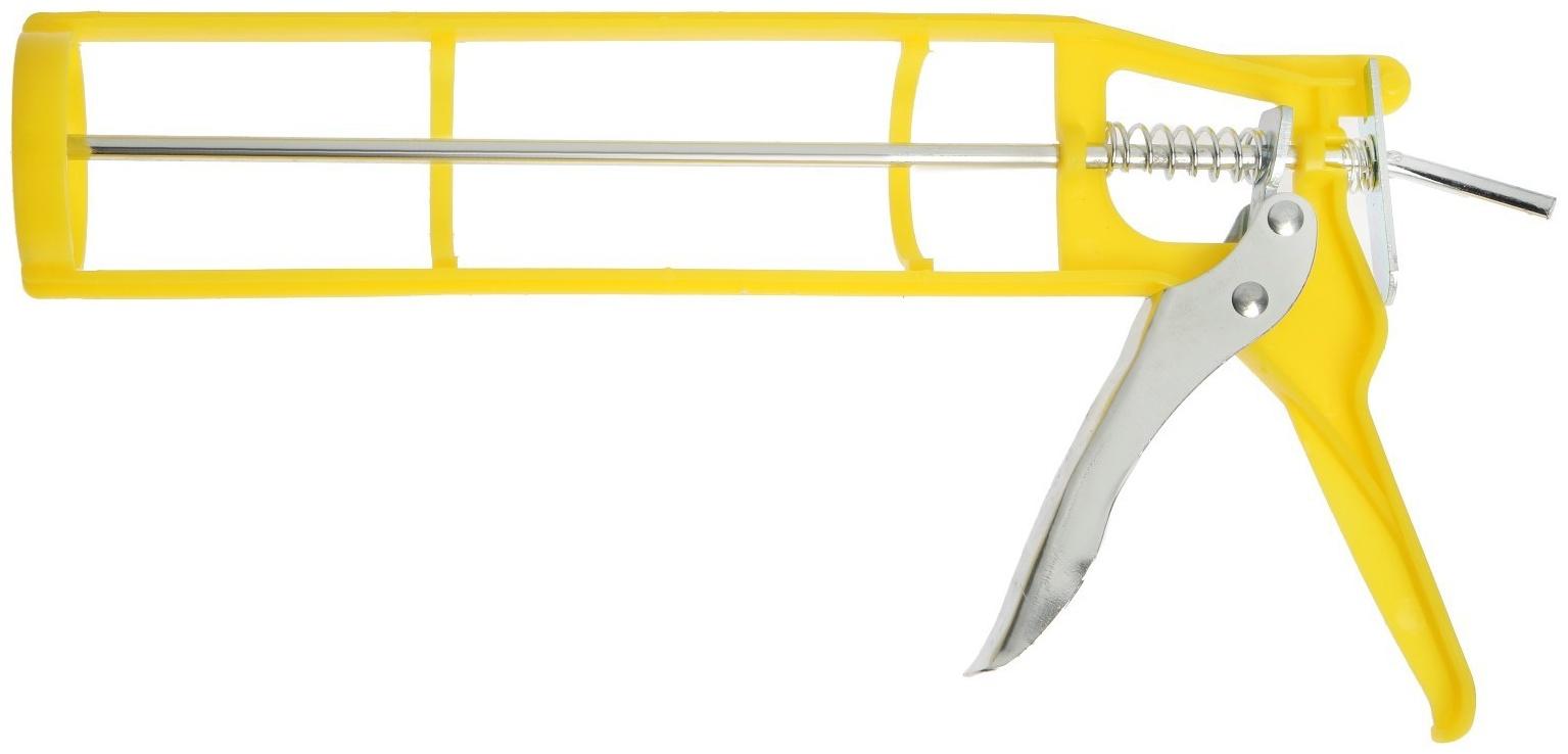 Пистолет для герметика ТУНДРА, пластиковый скелетный корпус, круглый шток, 225 мм