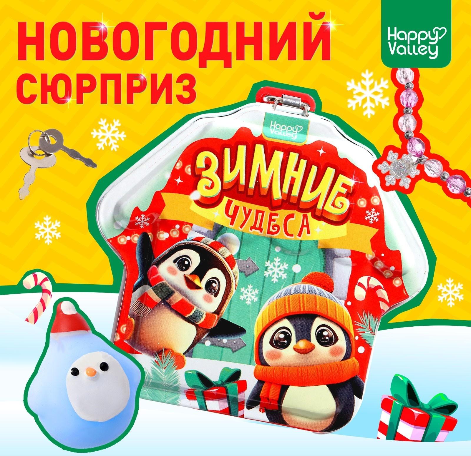 Игрушка-сюрприз «Зимние чудеса», мялка и бусы