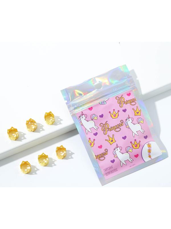Пирсинг для волос Princess, 6 шт., 0,9 х 1 х 0,9 см