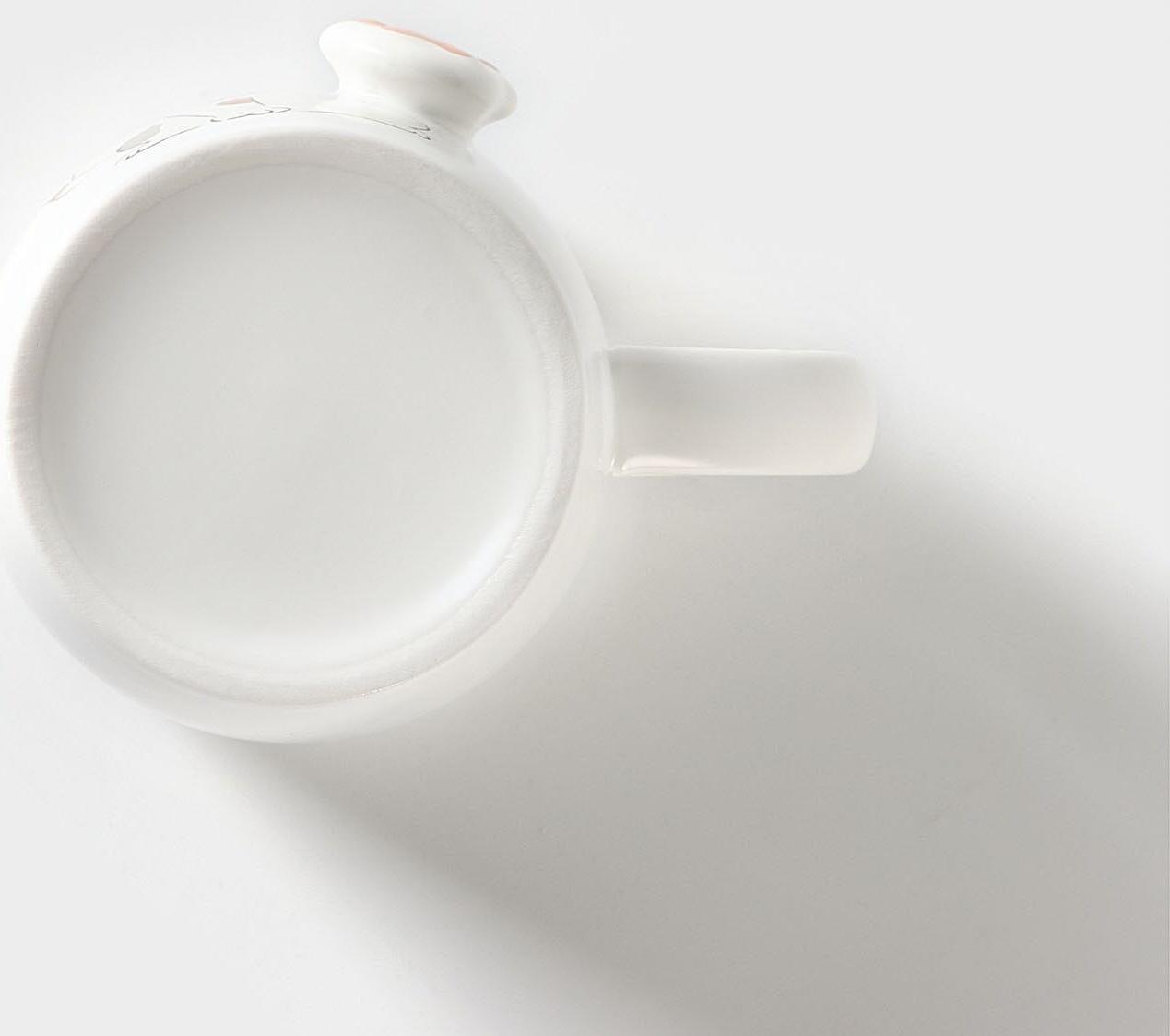 Кружка керамическая с крышкой и ложкой «Кошечка», 350 мл, цвет белый