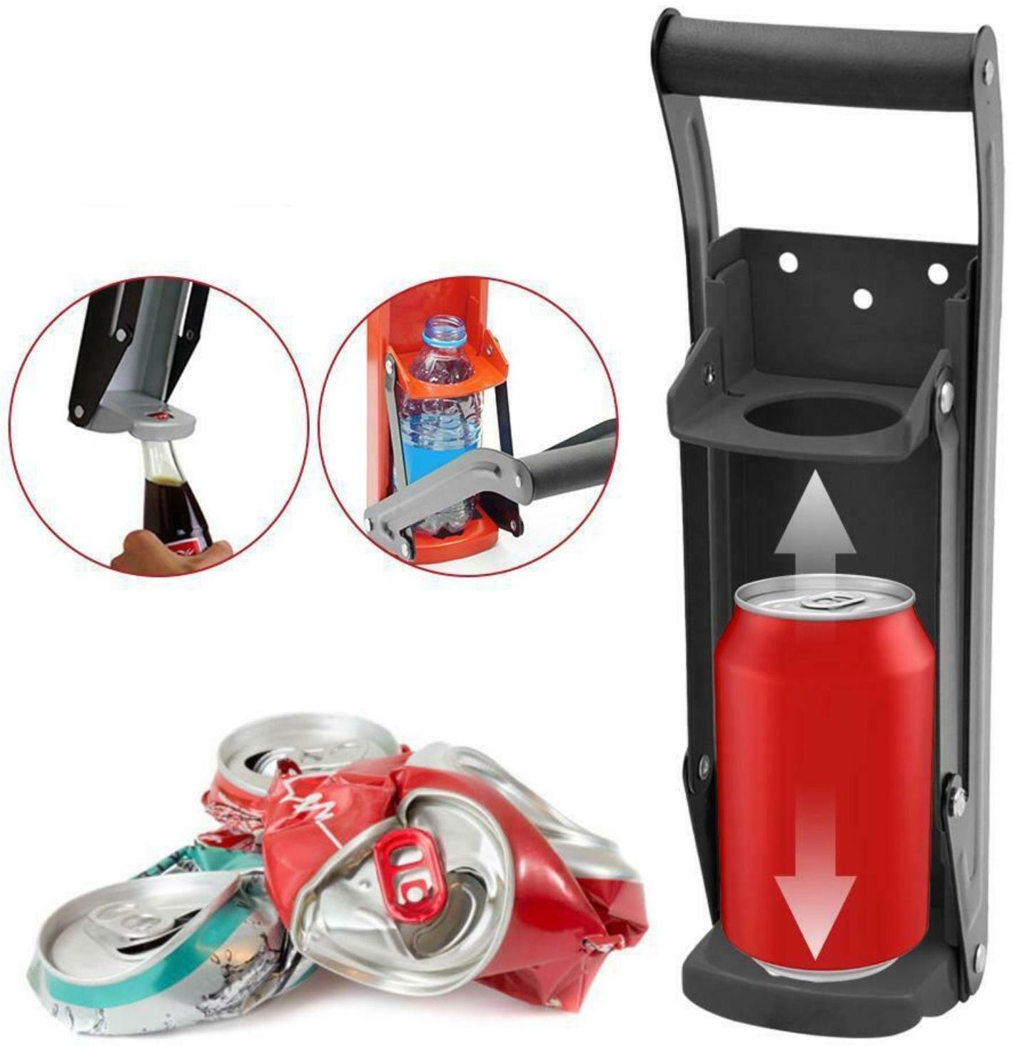 Пресс для утилизации алюминиевых банок и пластиковых бутылок, 32.5 х 12 х 19.5, черный