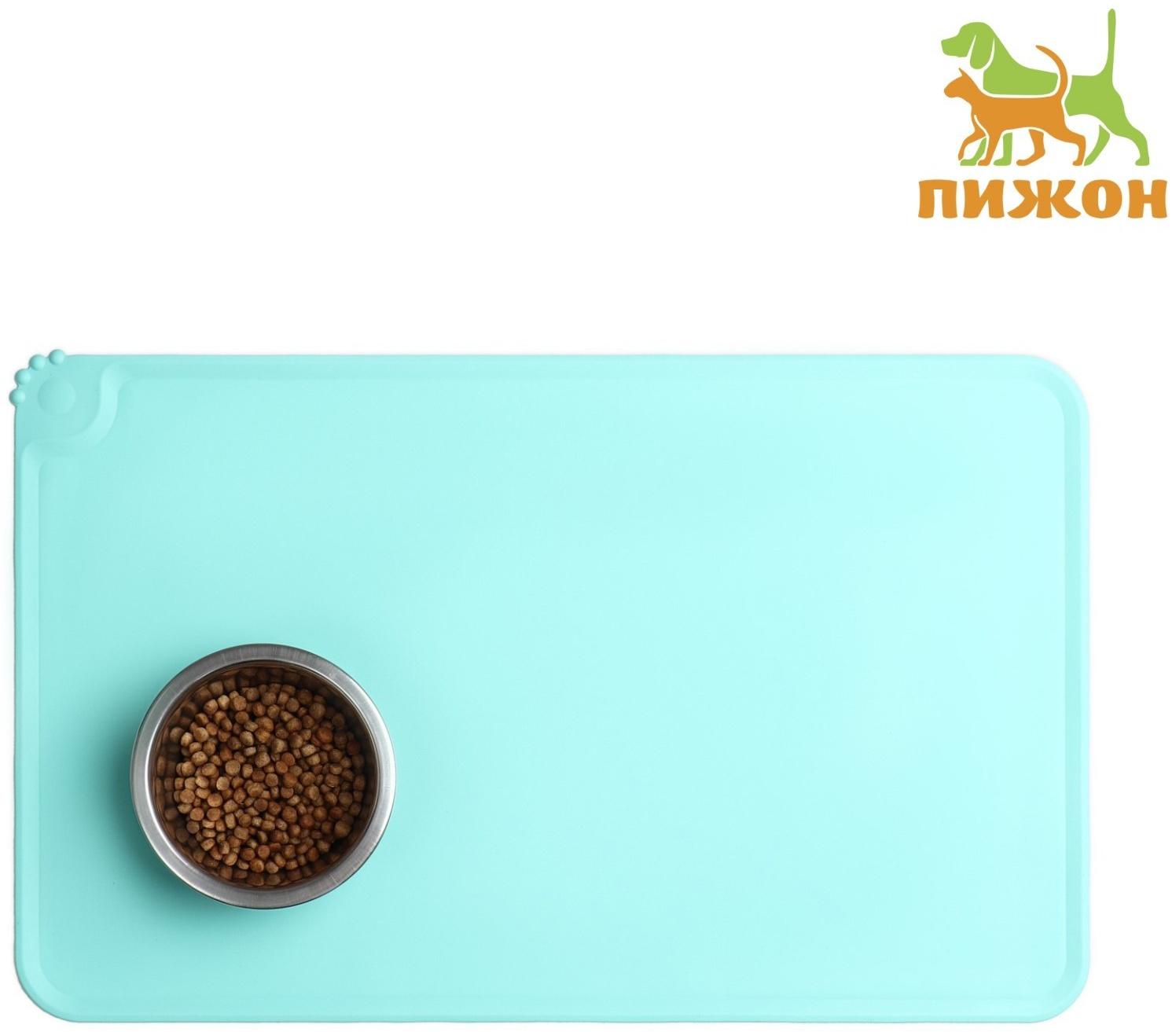 Коврик силиконовый под миску, 47 х 30 см, бирюзовый