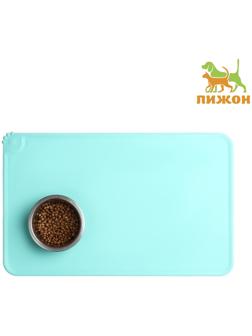 Коврик силиконовый под миску, 47 х 30 см, бирюзовый