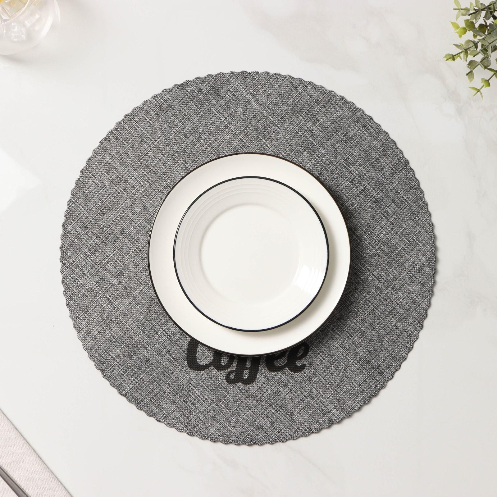 Набор салфеток сервировочных Доляна Coffee, 4 шт, d=37 см, цвет серый