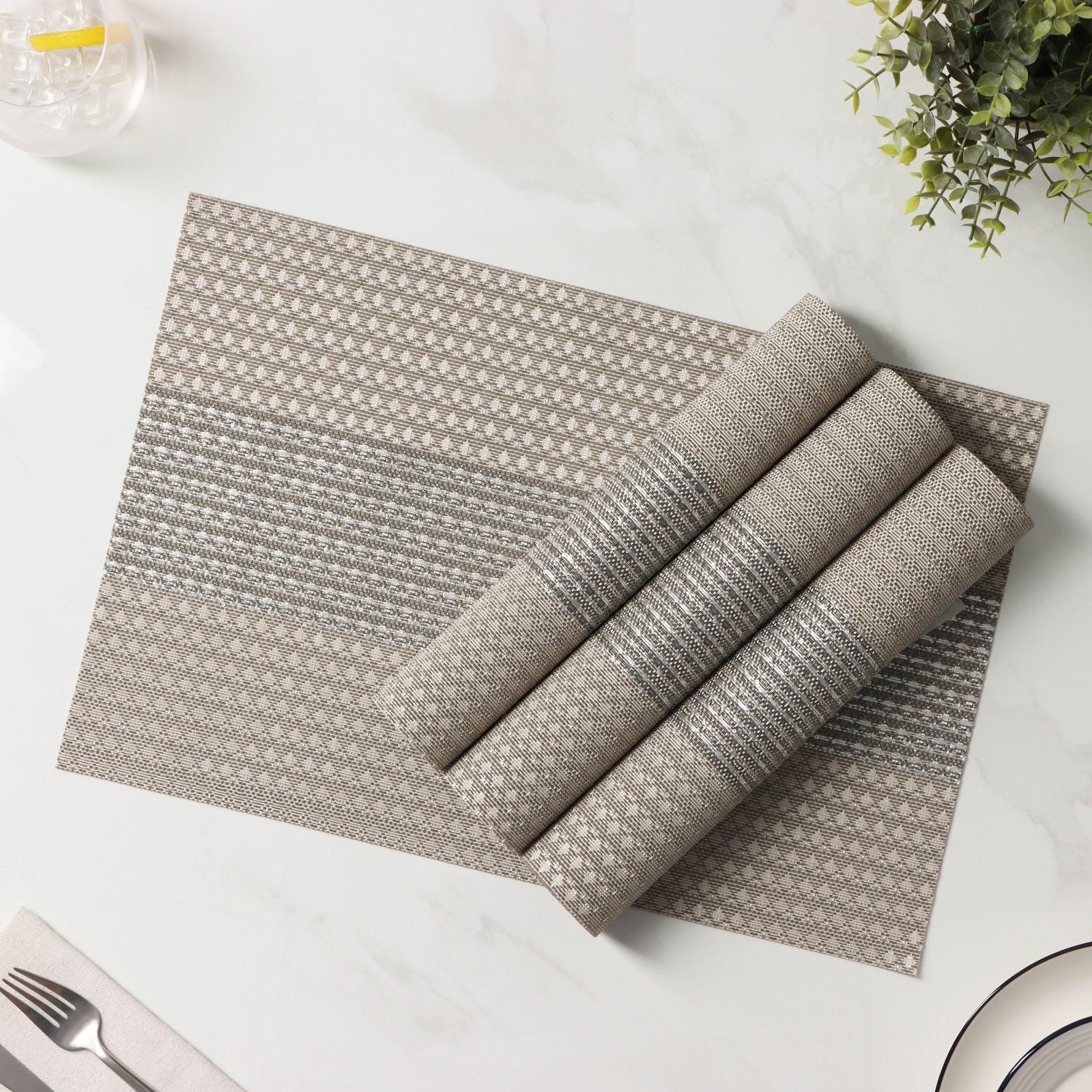 Набор салфеток сервировочных Доляна «Сияние», 4 шт, 45×30 см, цвет бежевый