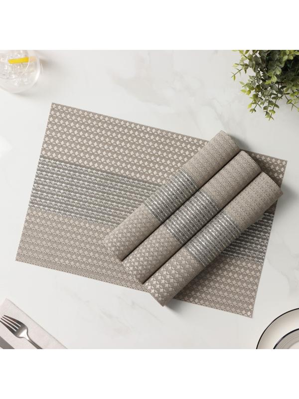 Набор салфеток сервировочных Доляна «Сияние», 4 шт, 45×30 см, цвет бежевый