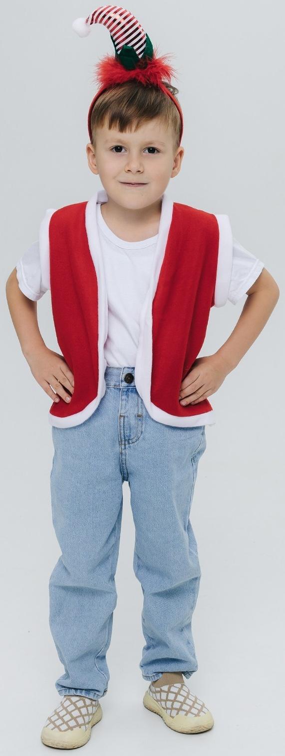 Карнавальный набор «Новогодний гномик»: жилетка и ободок, рост 92–104 см