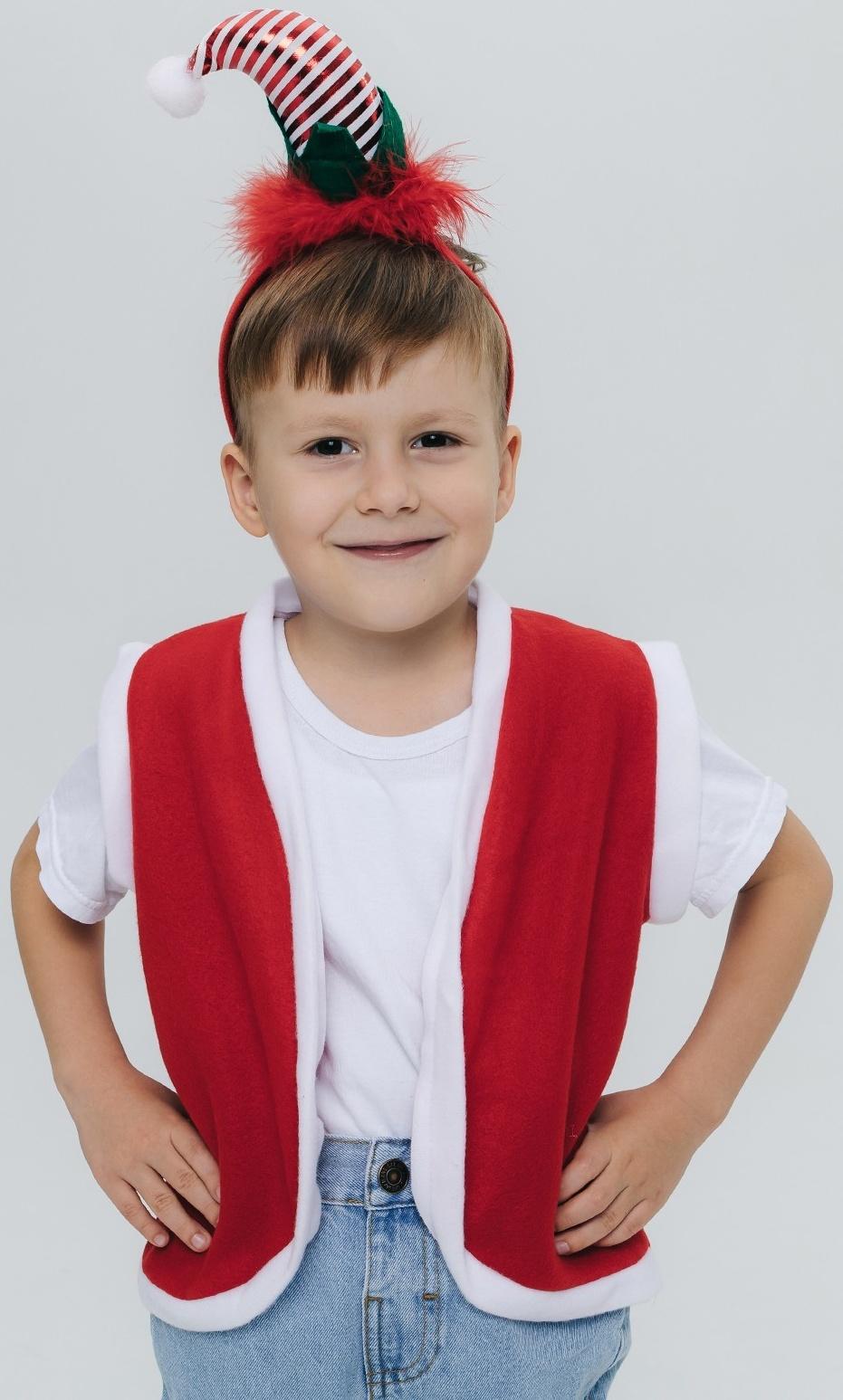 Карнавальный набор «Новогодний гномик»: жилетка и ободок, рост 92–104 см