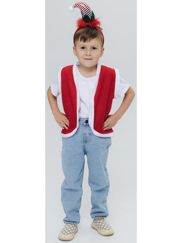 Карнавальный набор «Новогодний гномик»: жилетка и ободок, рост 92–104 см