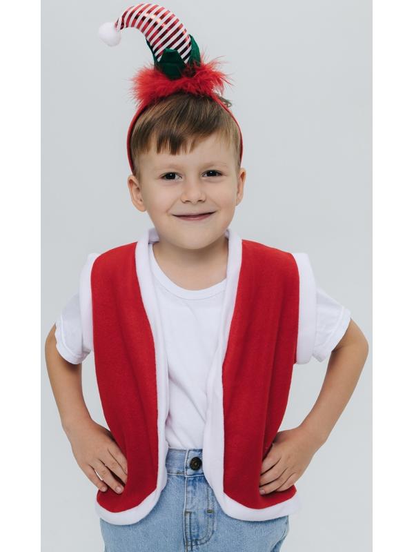 Карнавальный набор «Новогодний гномик»: жилетка и ободок, рост 92–104 см