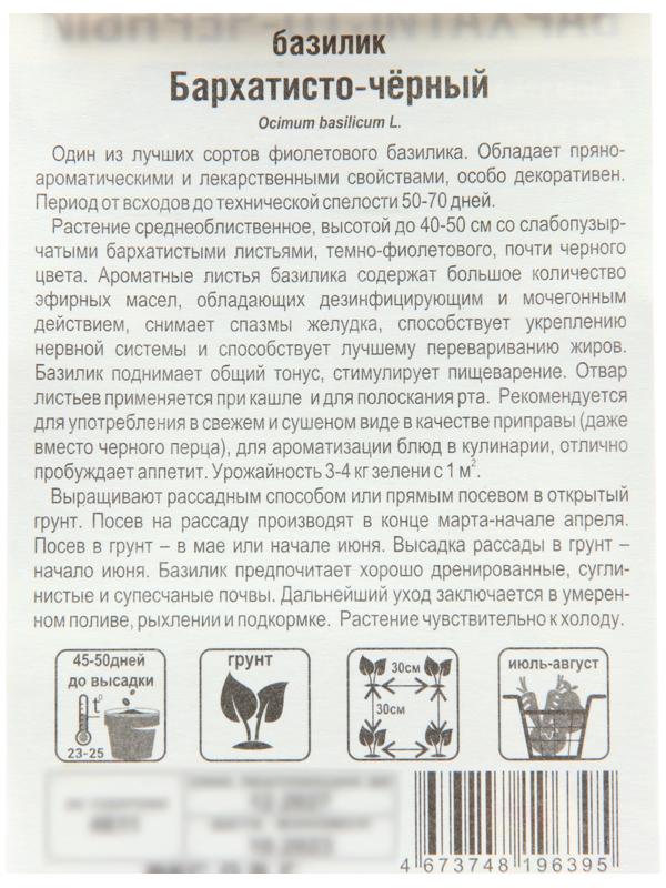 Семена Базилик Бархатисто-черный , 0,5 г