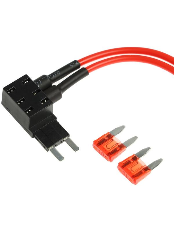 Удлинитель предохранителя двойной, мини 10А, провод 15 см