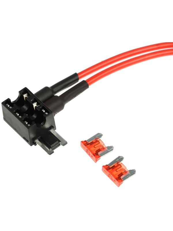 Удлинитель предохранителя двойной, микро, 10А, провод 15 см