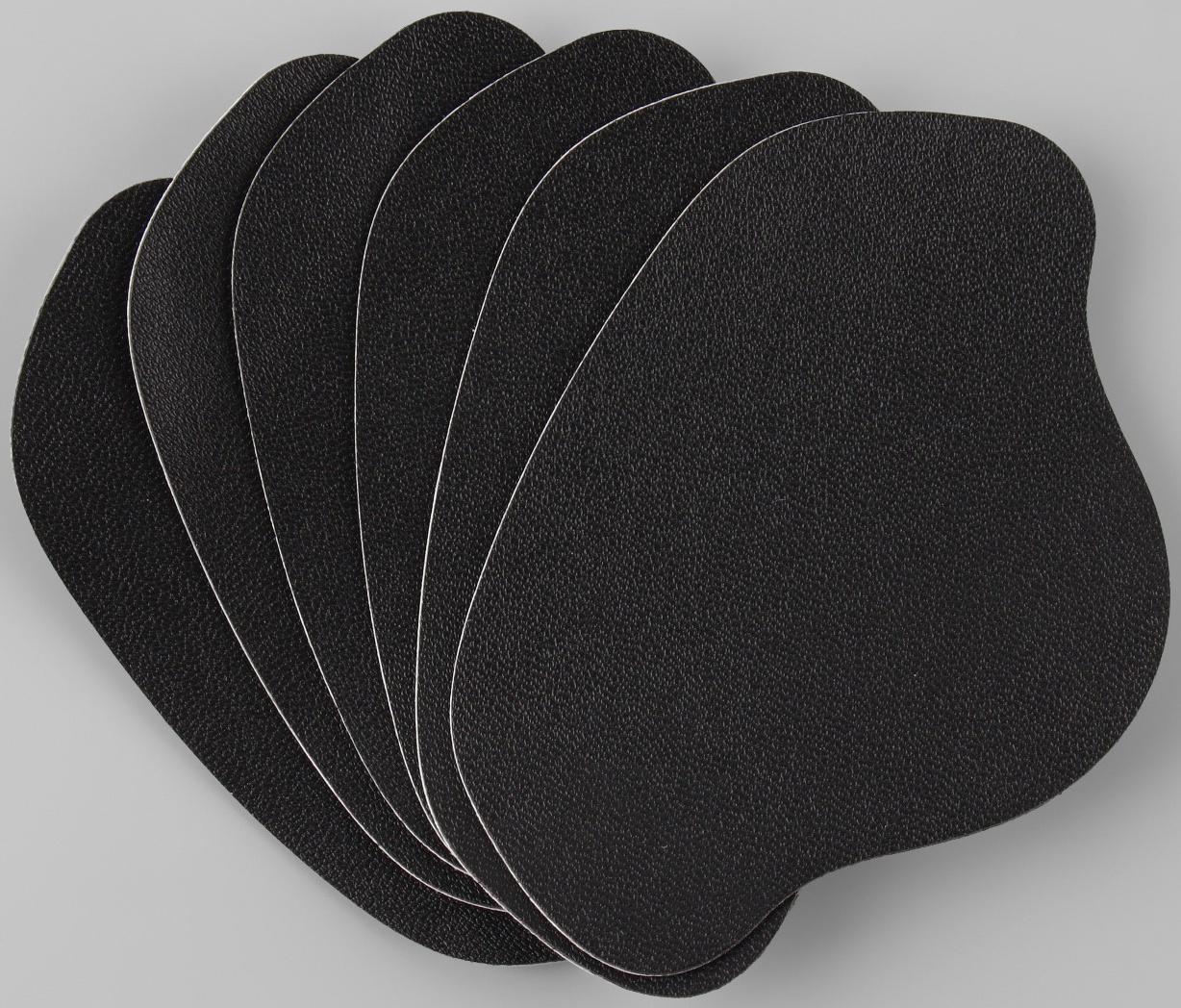 Набор заплаток для ремонта подпяточников обуви, из кожзама, клеевые, 6 шт, цвет чёрный