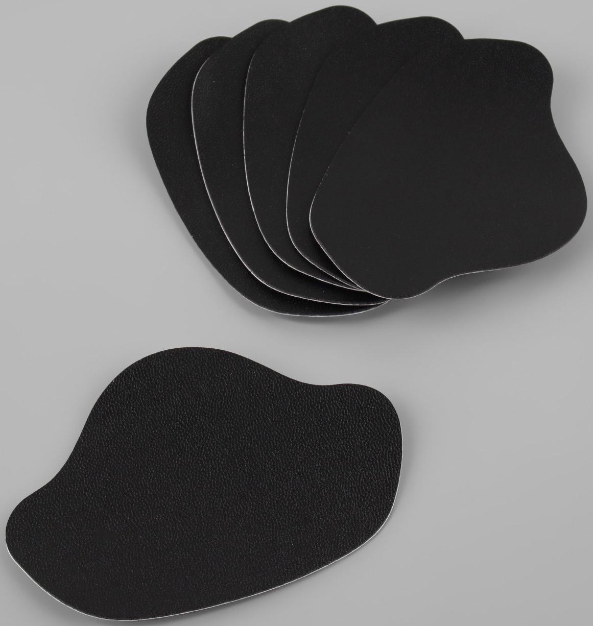 Набор заплаток для ремонта подпяточников обуви, из кожзама, клеевые, 6 шт, цвет чёрный