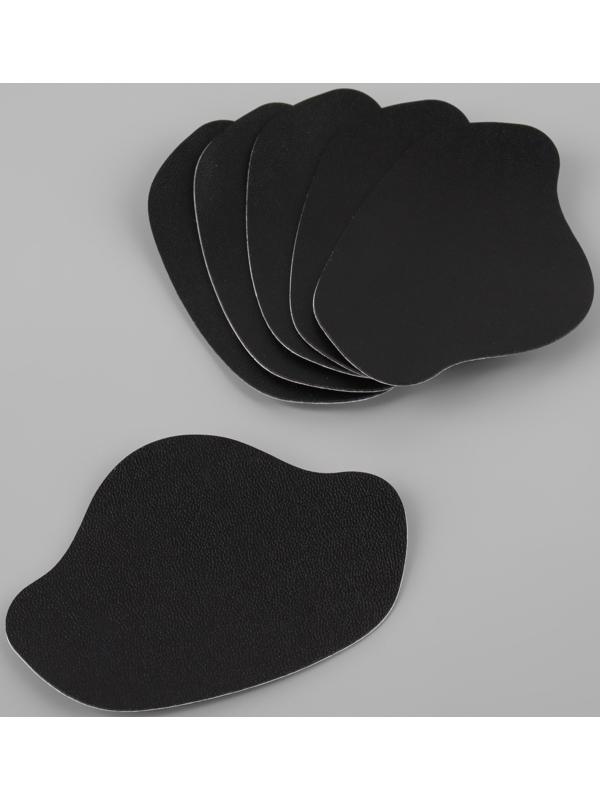 Набор заплаток для ремонта подпяточников обуви, из кожзама, клеевые, 6 шт, цвет чёрный