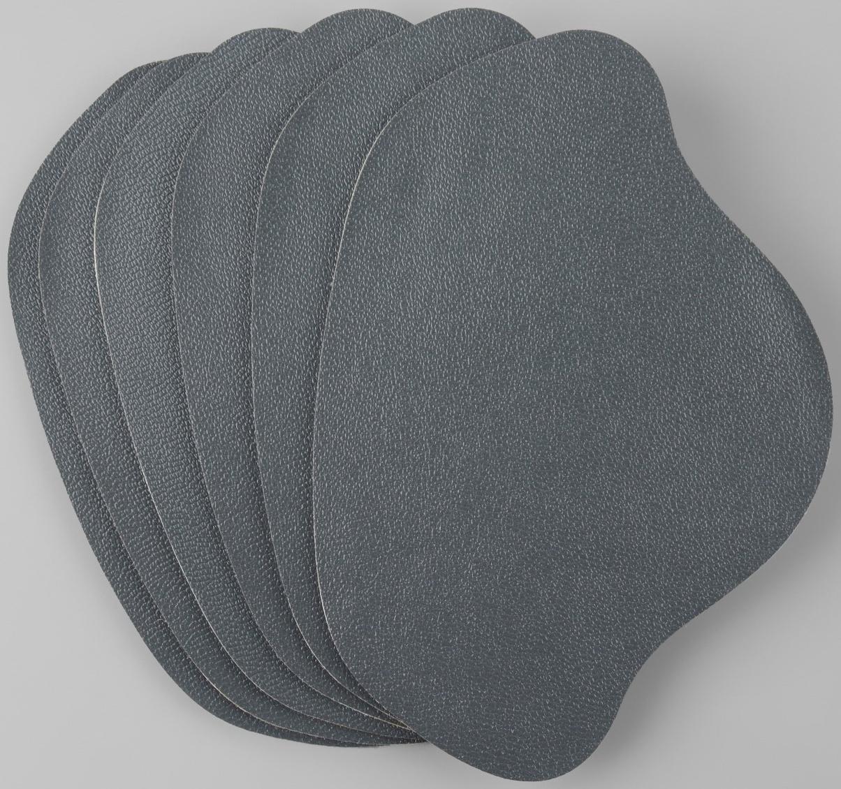 Набор заплаток для ремонта подпяточников обуви, из кожзама, клеевые, 6 шт, цвет серый