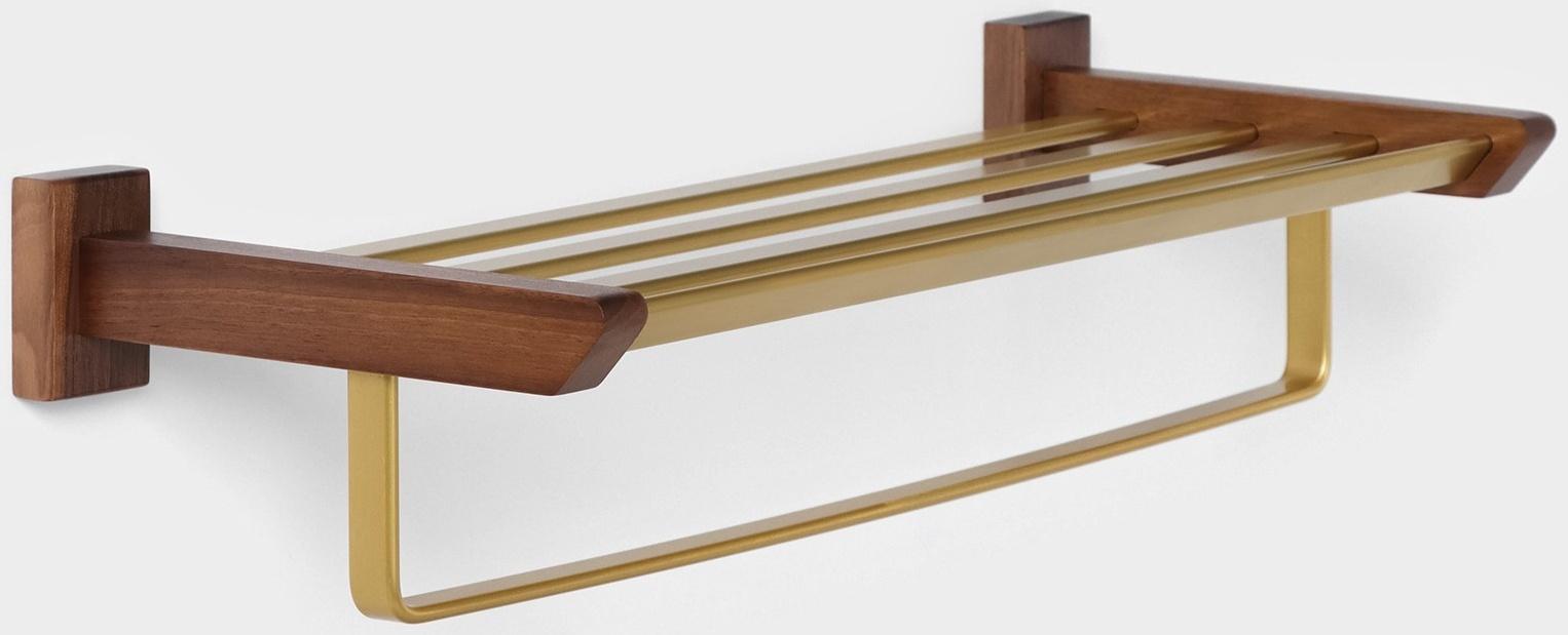 Полка с держателем для полотенец Штольц Stölz Hölzern Premiere, ореховое дерево, алюминий