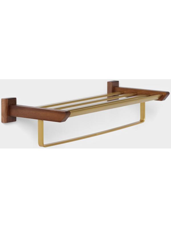 Полка с держателем для полотенец Штольц Stölz Hölzern Premiere, ореховое дерево, алюминий