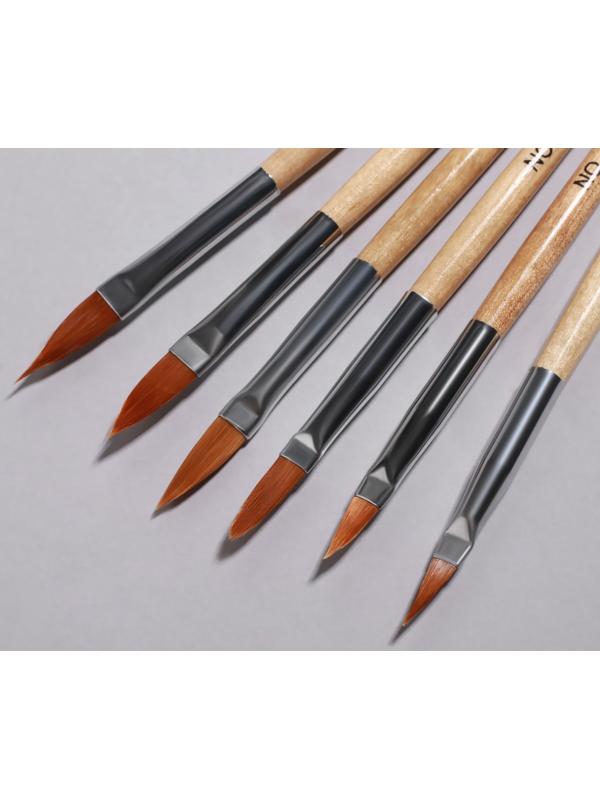 Набор кистей для наращивания и дизайна ногтей, форма лепесток, 6 шт, 19,5 см, цвет коричневый