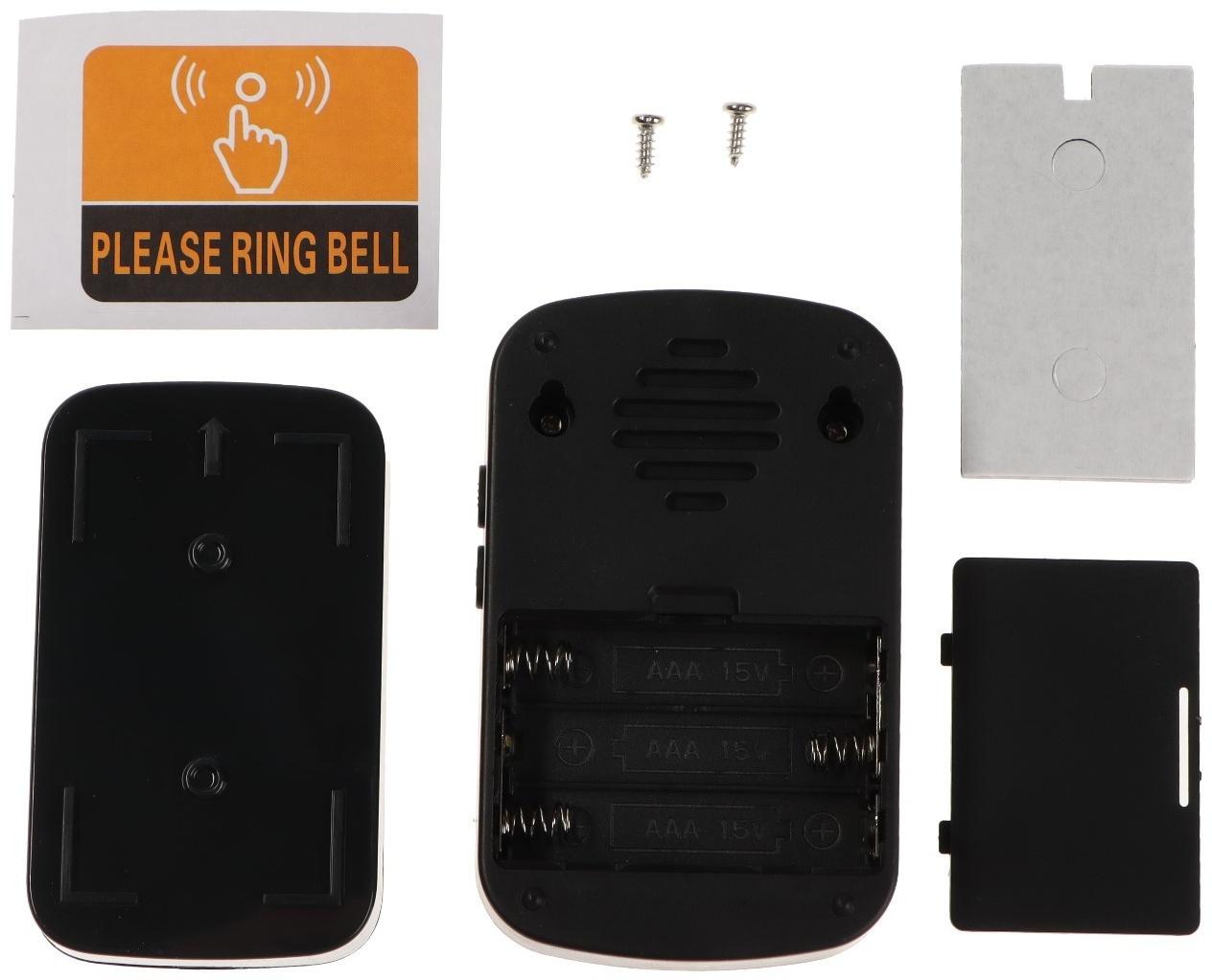 Звонок LZDV-10, беспроводной, 2хAАА (не в комплекте), LR23A, чёрный