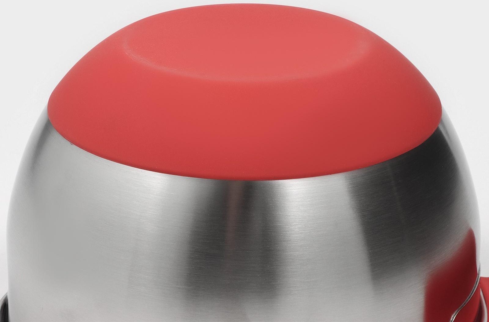 Миска из нержавеющей стали, 2 л, 22×19×11,5 см, с противоскользящим дном и мерной шкалой, силиконовая ручка