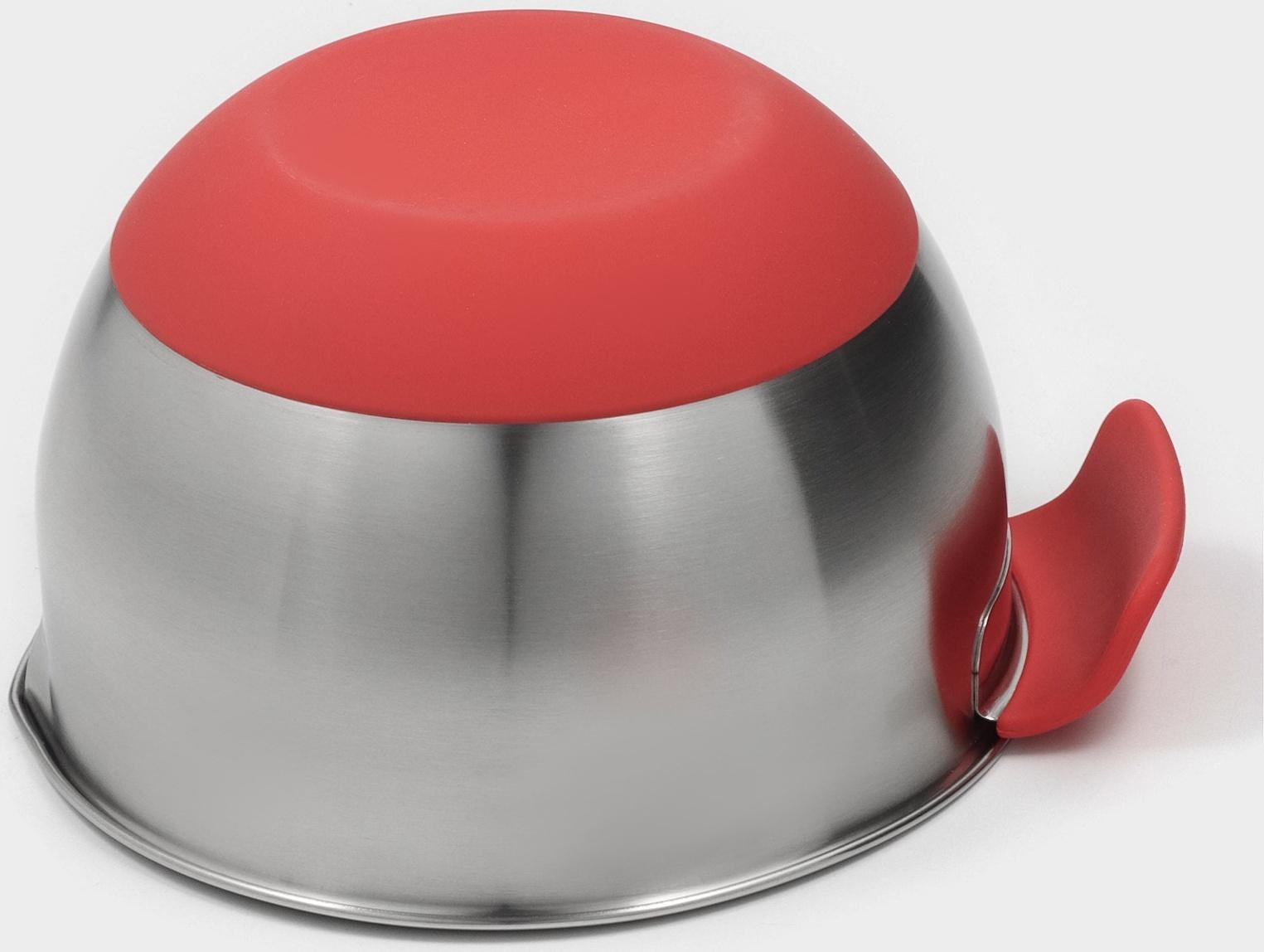 Миска из нержавеющей стали, 2 л, 22×19×11,5 см, с противоскользящим дном и мерной шкалой, силиконовая ручка