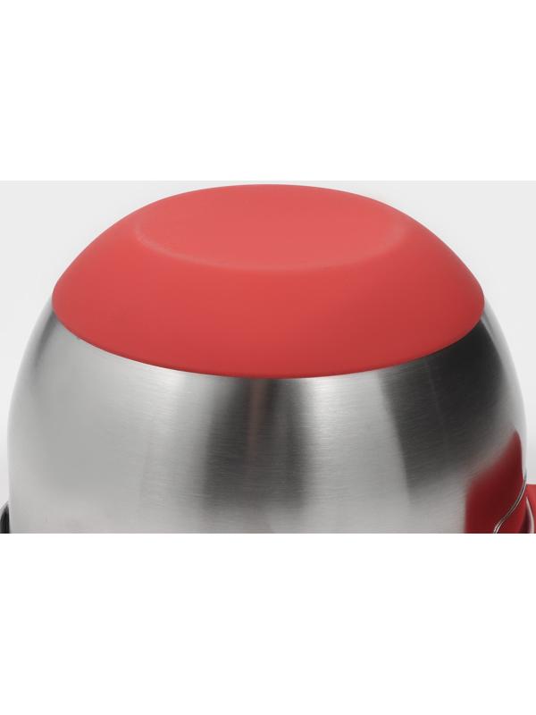 Миска из нержавеющей стали, 2 л, 22×19×11,5 см, с противоскользящим дном и мерной шкалой, силиконовая ручка