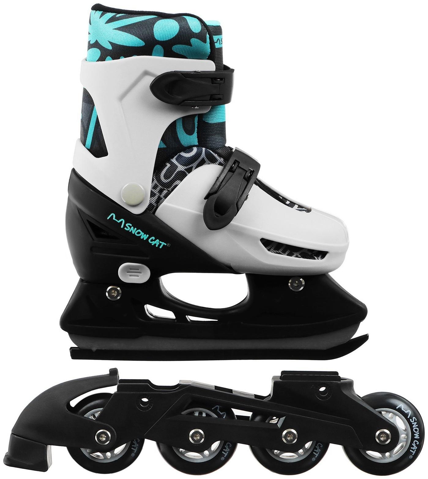 Набор: коньки детские раздвижные Snow Cat, с роликовой платформой, защита, р. 26-29