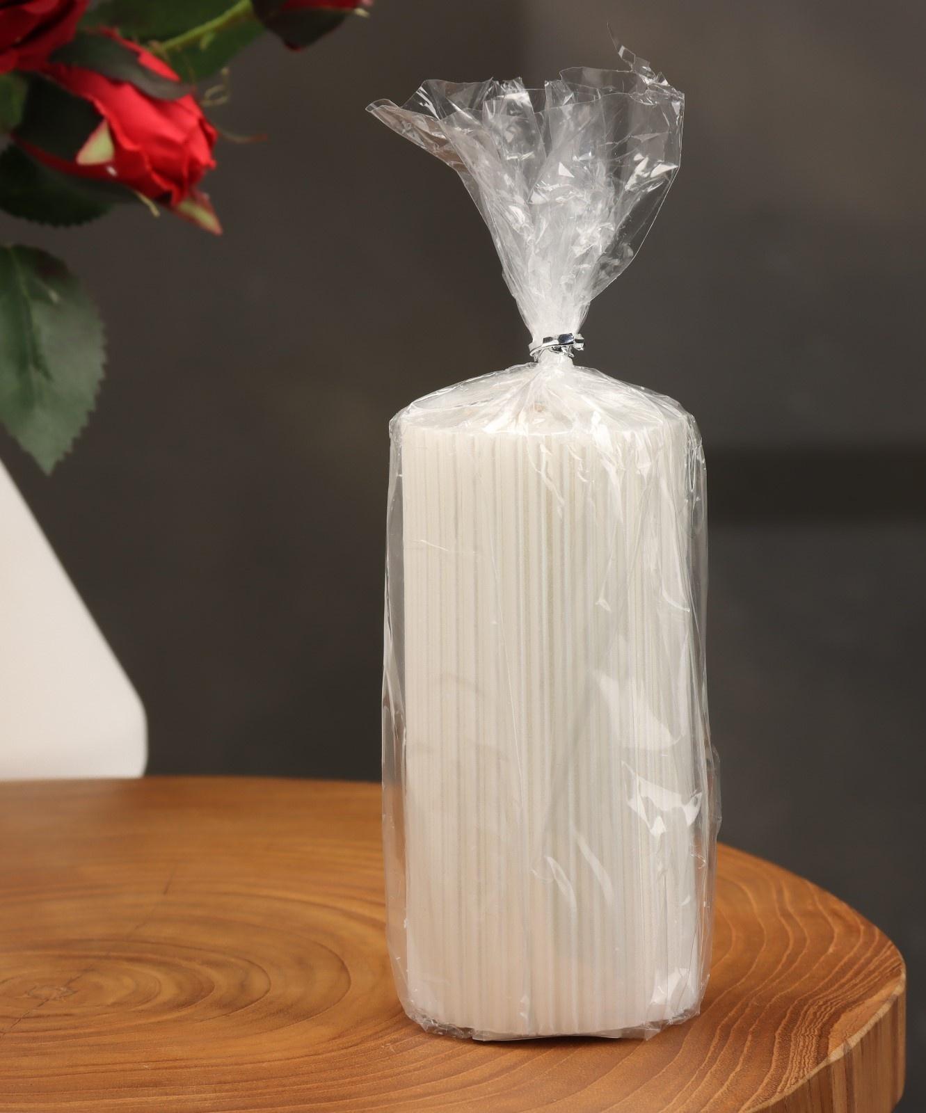 Свеча-цилиндр с гранями,5х10 см, пальмовый воск, жемчужная, 6 ч