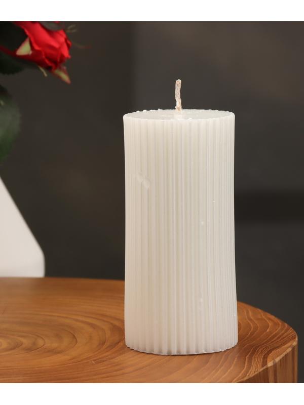 Свеча-цилиндр с гранями,5х10 см, пальмовый воск, жемчужная, 6 ч