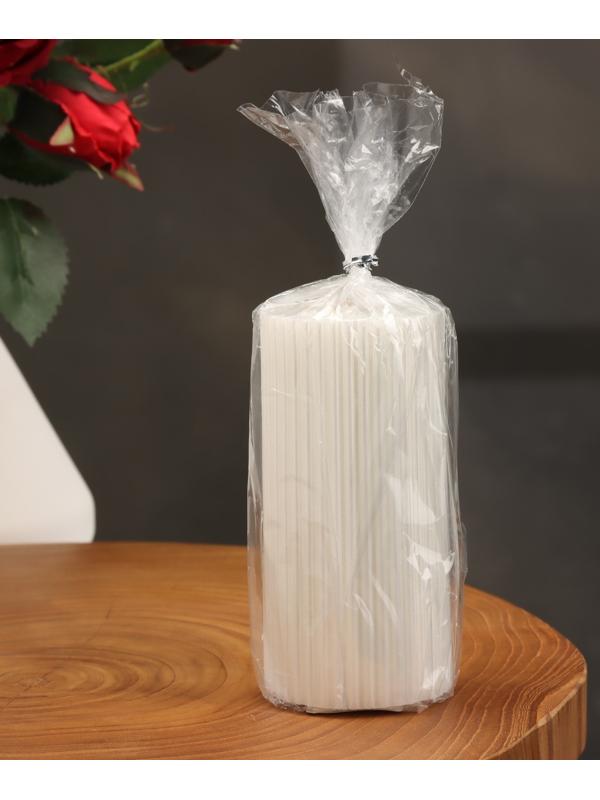 Свеча-цилиндр с гранями,5х10 см, пальмовый воск, жемчужная, 6 ч