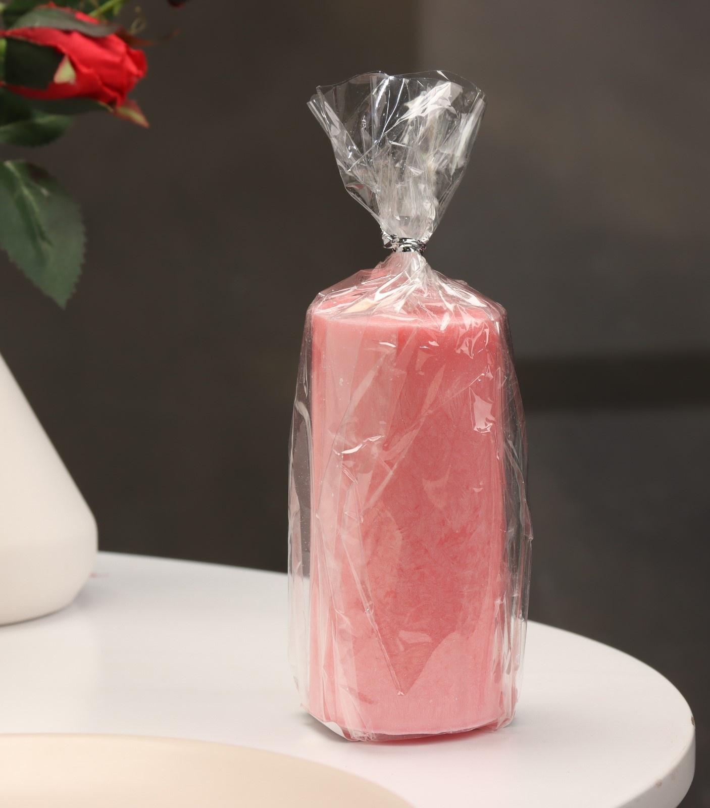 Свеча-цилиндр гладкая,5х10 см, пальмовый воск, розовая, 6 ч