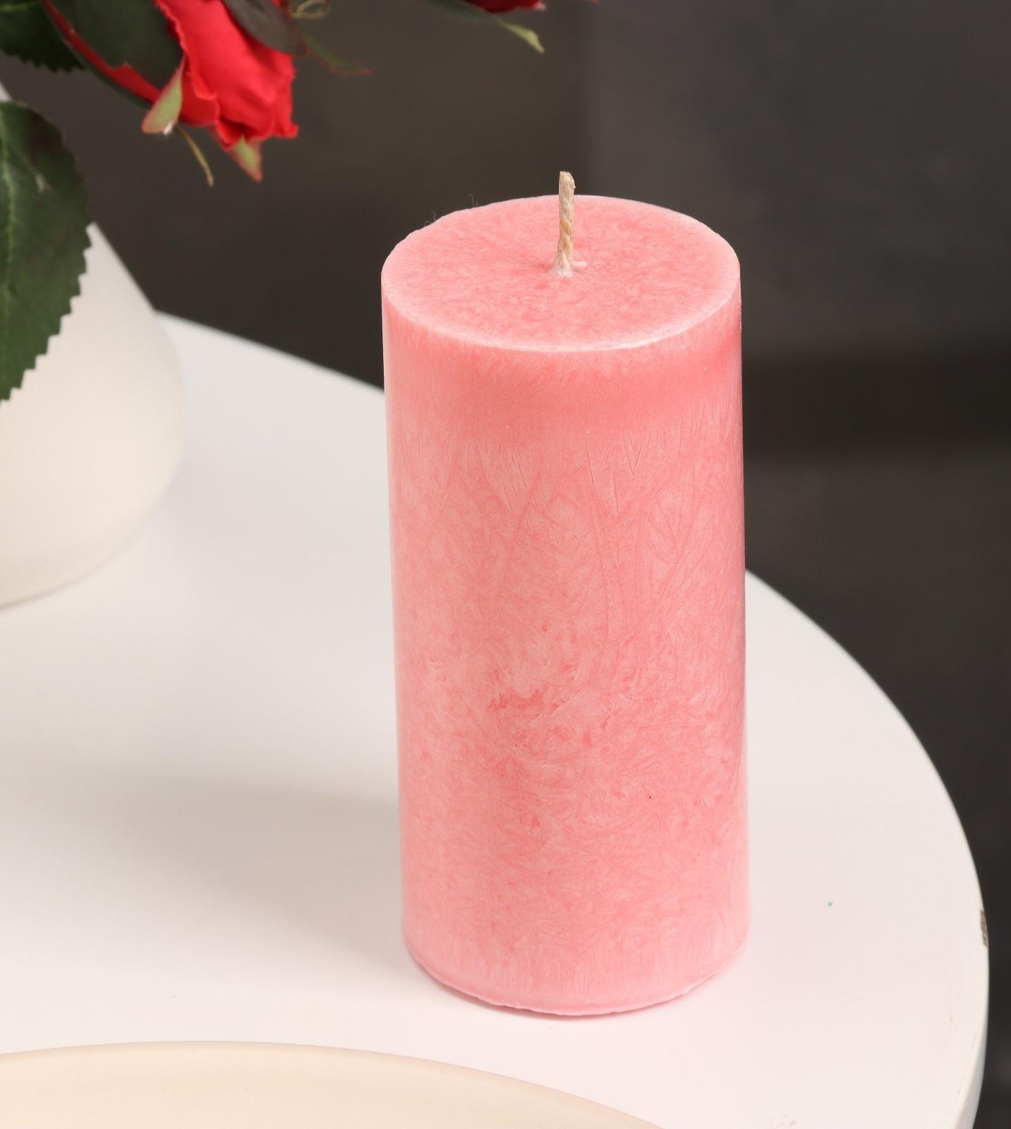 Свеча-цилиндр гладкая,5х10 см, пальмовый воск, розовая, 6 ч