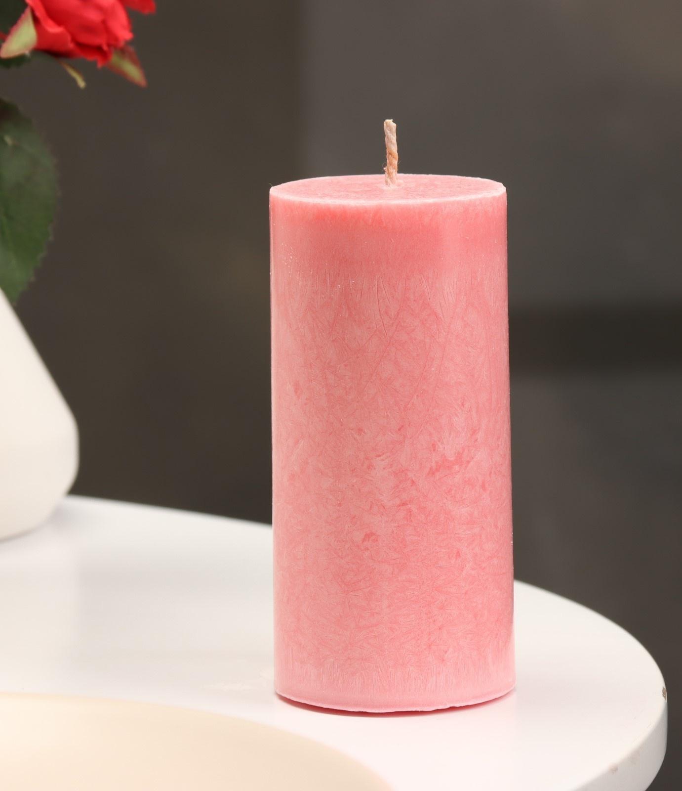 Свеча-цилиндр гладкая,5х10 см, пальмовый воск, розовая, 6 ч