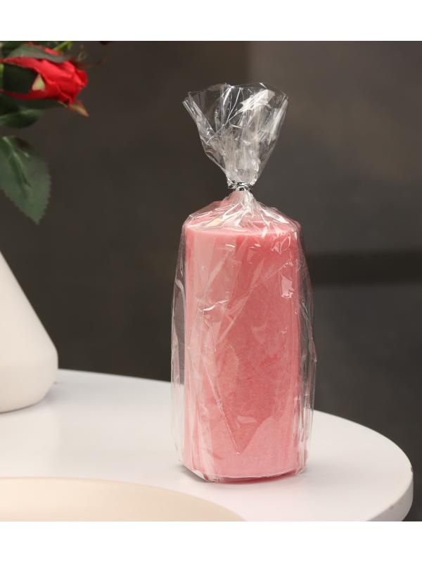 Свеча-цилиндр гладкая,5х10 см, пальмовый воск, розовая, 6 ч