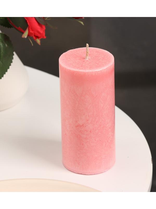 Свеча-цилиндр гладкая,5х10 см, пальмовый воск, розовая, 6 ч