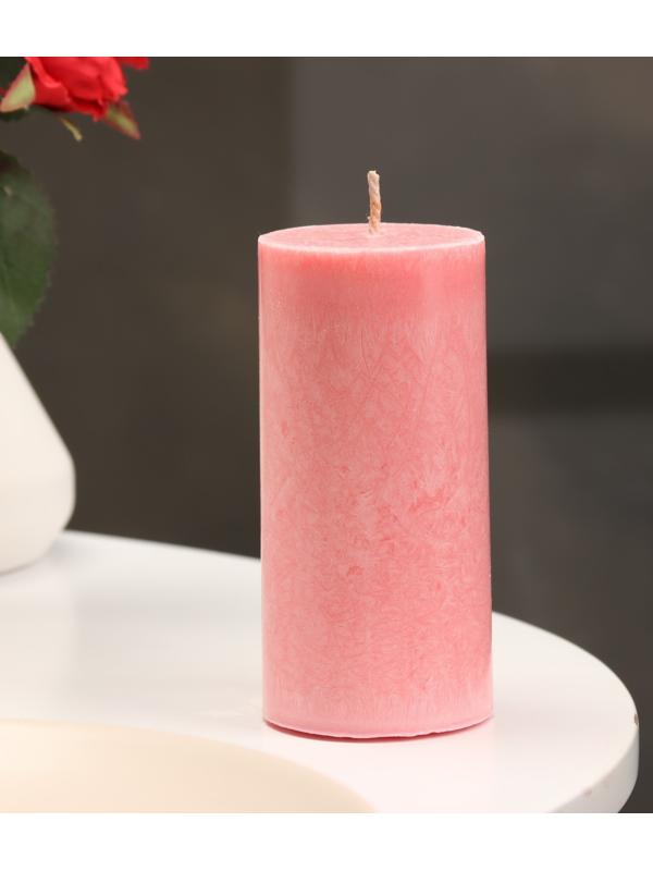 Свеча-цилиндр гладкая,5х10 см, пальмовый воск, розовая, 6 ч