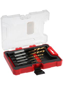 Набор экстракторов и сверл ТУНДРА, левая резьба, 45 сталь М1-М5, d=2.4-8 мм HSS, TIN