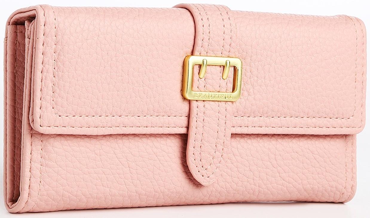 Кошелёк на кнопке, цвет розовый