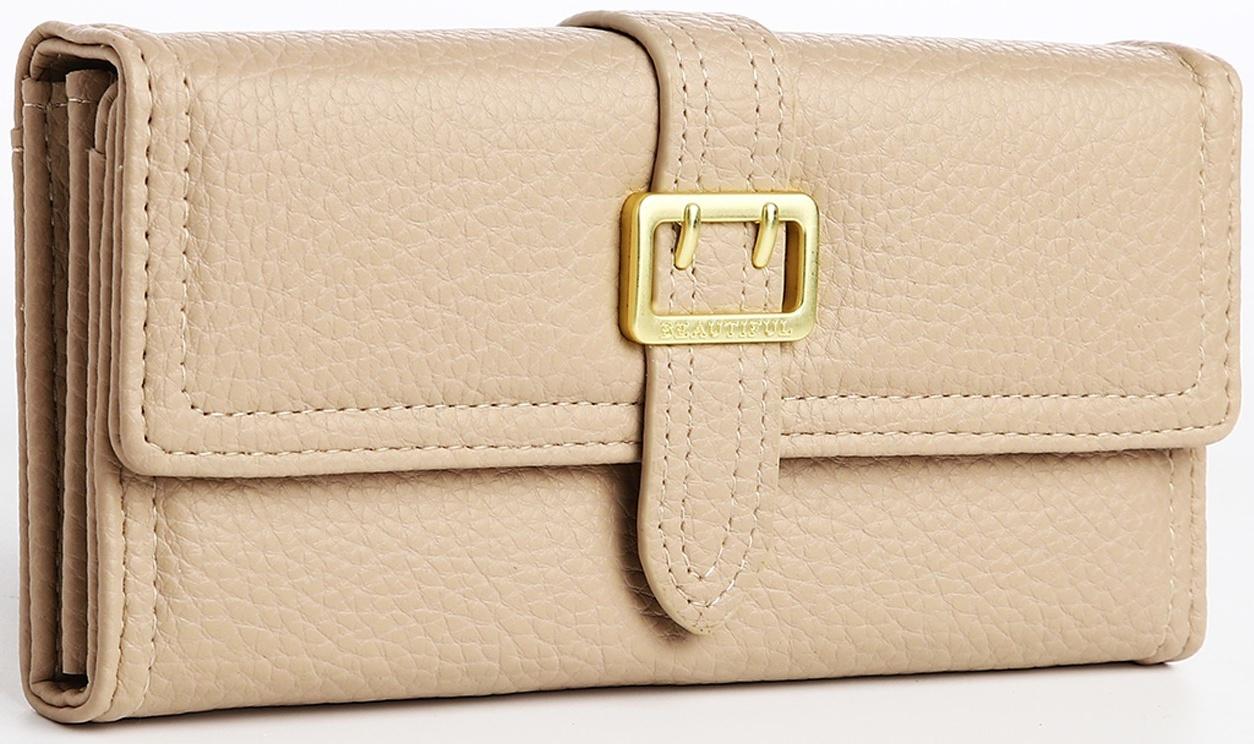 Кошелёк на кнопке, цвет бежевый